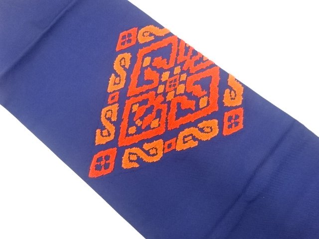 JAPANESE NAGOYA OBI / WOVEN RHOMBUS & FLOWER CREST
